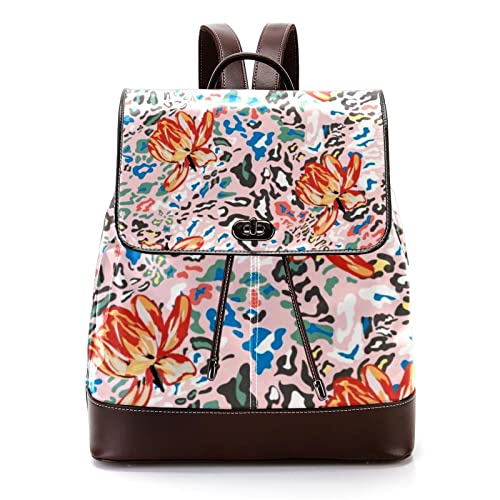 Y-DSIWX Sac à dos en cuir PU imprimé pour adulte, tendance, unisexe, pour étudiants, cartable, Multicolore 16.