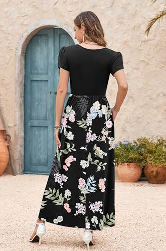Image of AUSELILY Women's Summer Maxi Dresses Petal Sleeves Casual Empire Waist Long Dress with Pockets 2025 New