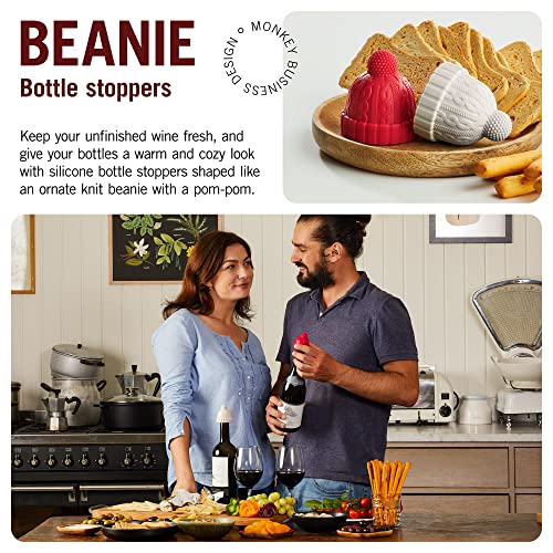 Beanie-Wine-Stopper-2-Wine-Stoppers-in-1-Pack-Cute-Wine-Accessories-Fun-Kitchen-Gadgets-Wine-Stoppers-for-Wine-Bottles-Knit-Beanie-Shaped-Wine-Bottle-Stopper-w-a-Pom-Pom-by-Monkey-Business