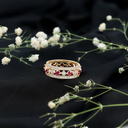 Certified Lab Grown Ruby Eternity Ring, AAAA Quality, Ruby Moissanite Wedding Band for Women - Ideal For Gift3