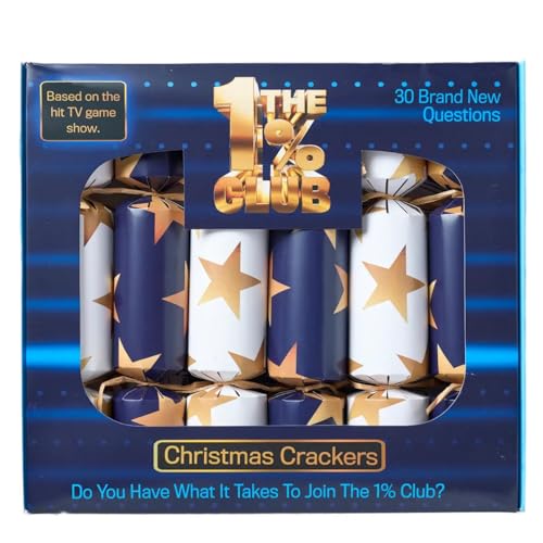 Puzzle Post The 1% Club Christmas Crackers | Official Game | 6 Crackers | Fun Family Christmas Dinner Party Quiz for 6 Players, Ages 14+ | Plastic-Free