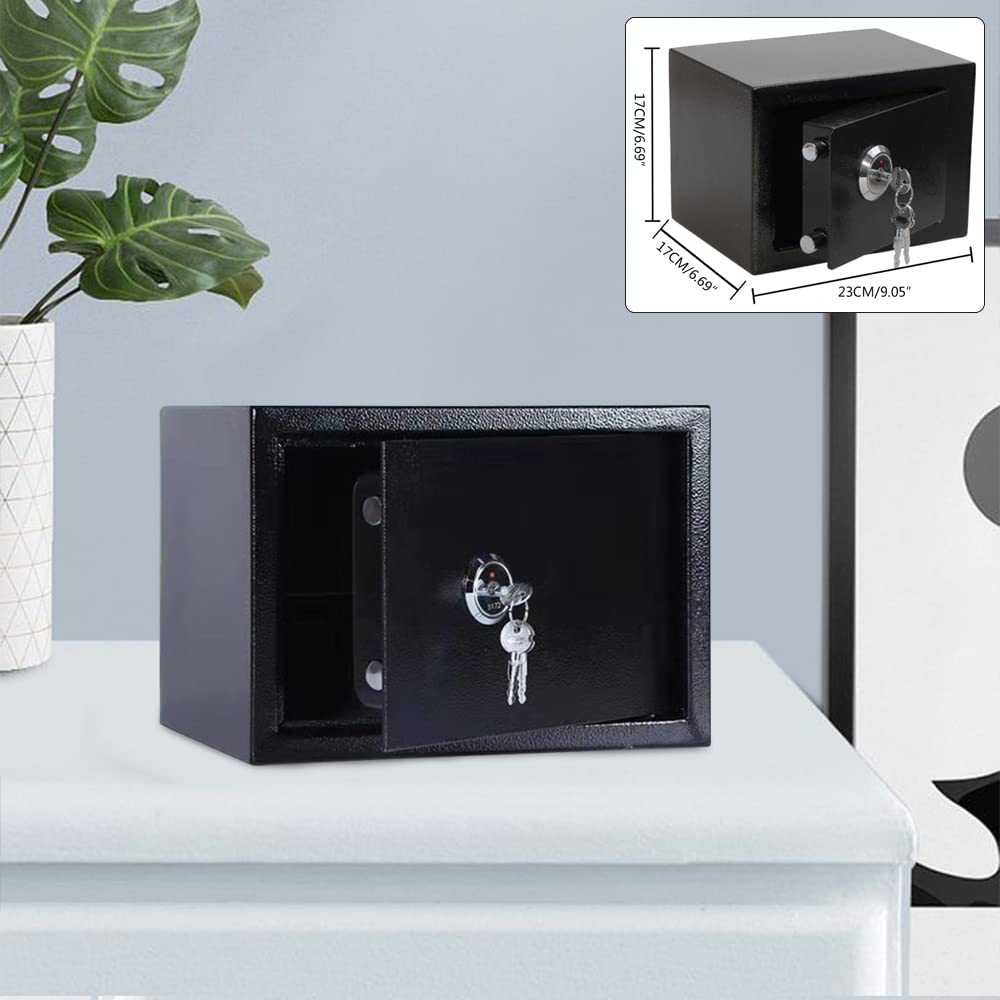 Coffre-fort mural en acier - 17 x 23 x 17 cm - Avec serrure à clé et 2 clés pour argent liquide et bijoux