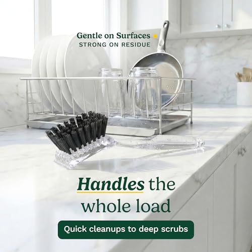 Image of Cuisinart Dish Brush with Handle 2 Pack - Kitchen Scrub Brush for Dishes, Pots & Pans, Non-Scratch Dish Scrubber, Firm Bristles for Sink & Cookware, Comfortable Grip for Everyday Cleaning