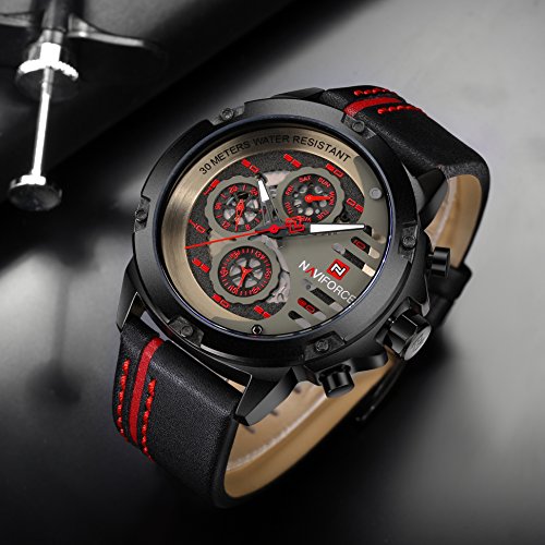 Naviforce Mens Watches Waterproof 24 Hour Date Quartz Watch Man Leather Sport Wrist Watch Men Waterproof #TOP2