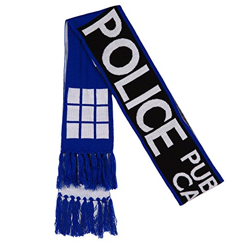 Doctor Who Scarf - TARDIS Police Call Box Fringed Knit Scarf