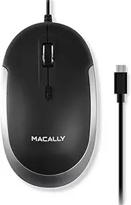 Macally USB Type C Mouse - Slim & Compact Design - USB C Mouse for MacBook Pro iMac PC etc. - Simple 3 Button & Scroll Wheel Layout with DPI Switch - Comfortable Plug & Play Apple Wired Mouse USBC