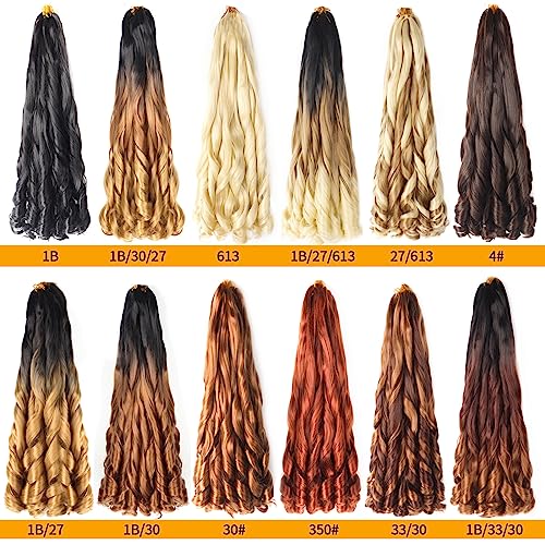 French Curly Braiding Hair 22 Inch 8Pack/lot Loose Wavy Spiral Curl Braids Crochet Hair Deep Wave Synthetic Extensions Pre Stretched Bouncy Braiding Hair(1B/27) - Image 4