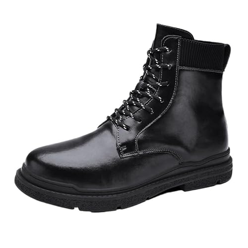 DUYHBAWRS Shoes Men's Retro High-top Casual Leather Boots Fashionable Round-toe Lace-up Oxford Shoes for Travel Outdoor Activities Men Comfortable Soft-soled Shoes(D,10.5)