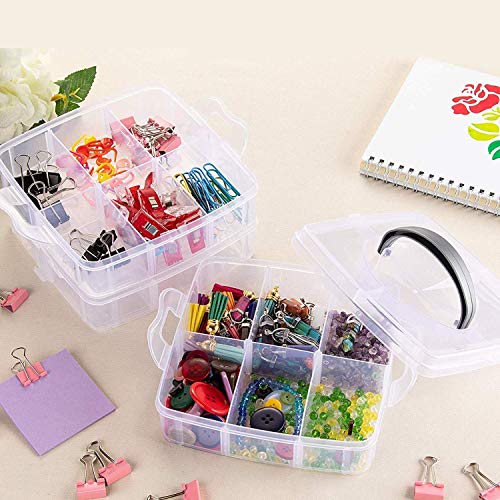 Image of UCRAVO 1 PCS 18 Grid Detachable Desktop Storage Box Transparent Plastic Storage Box, 3 Layers Jewelry Organizer Holder Cabinets for Small Objects DIY Desktop Organizer Holder Box (WHITE)