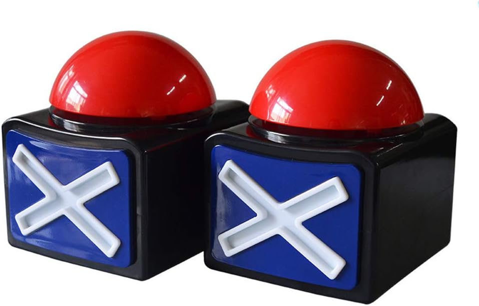Watehvy Kids Adult Game Answer Buzzer Alarm Button Box with Sound and Light Trivia Quiz Game Toy Talent Buzzer Sound Button (2 Pack)