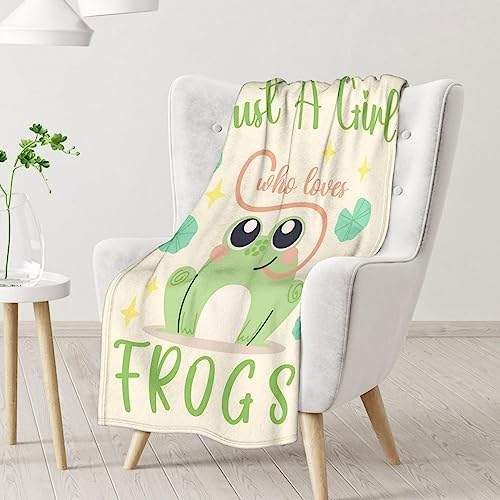 Frog Blanket Gifts - 40x50 Inches Cute Throw for Girls - Green Soft Fuzzy Blankets for Bed, Couch & Living Room
