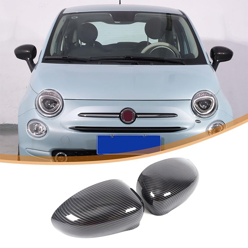 Couverture de rétroviseur en fibre de carbone pour Fiat 500 2016-2024, 2 pièces, coque de rétroviseur extérieur