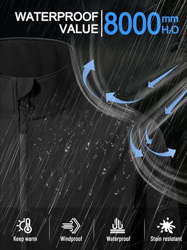 ZITY Men's Lightweight Softshell Jacket Warm Fleece Lined Waterproof Rain Jacket Windbreaker Windproof Soft Shell Outdoor2