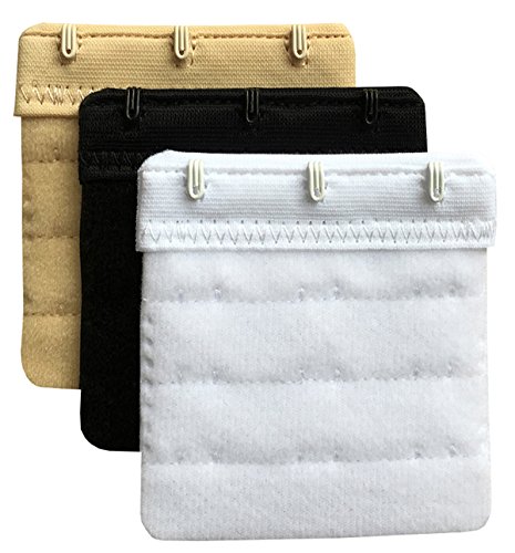 Chanie Women Pack Of 3 Soft Comfortable 3 Hooks Bra Extender,2.4"X 2.3" #TOP2