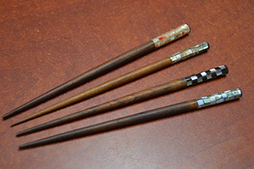 4 Pcs Assort Mother of Pearl Wood Hair Stick Pins