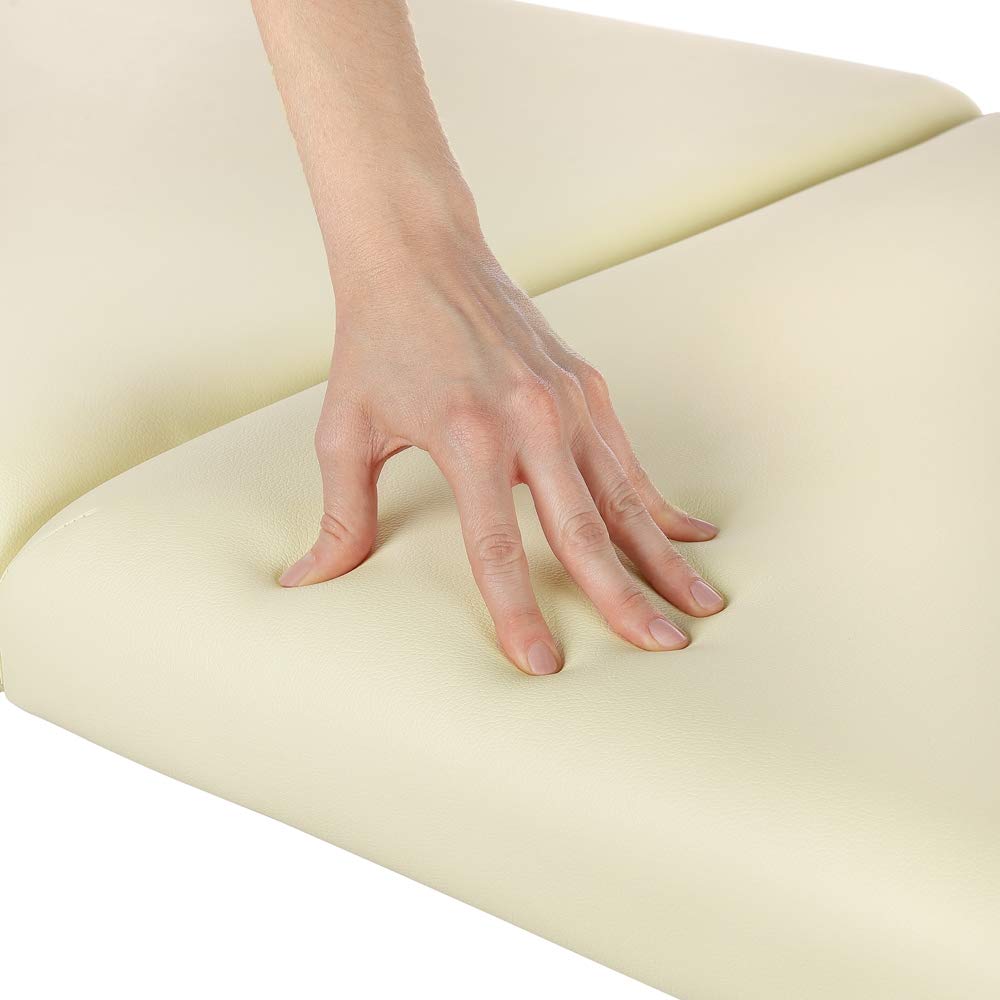 Melko Mobile Massageliege Holz Massagetisch Massagebank klappbar höhenverstellbar 3 Zonen Therapieliege Beige