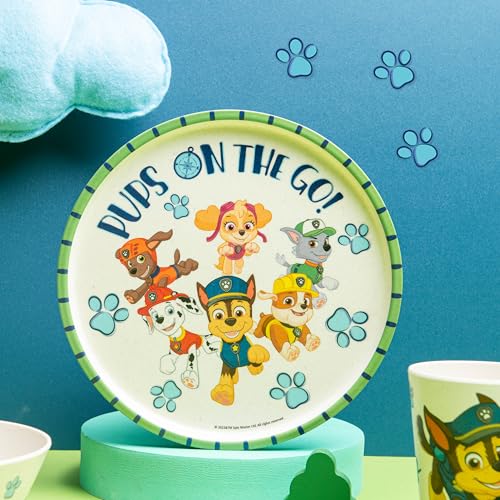 Image of Zak Designs PAW Patrol Kids Dinnerware Set 3 Pieces, Durable and Sustainable Melamine Bamboo Plate, Bowl, and Tumbler are Perfect For Dinner Time With Family (Chase, Marshall, Skye & Friends)