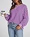 BTFBM Womens Oversized Striped Sweatshirt Crewneck Long Sleeve Pullover Top Casual Y2K Spring Clothes 2026 Workout Shirt(Blue Pink, Large)