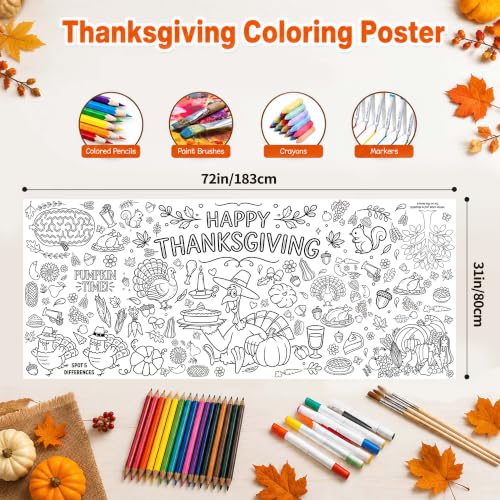Thanksgiving Crafts for Kids- Thanksgiving Giant Coloring Tablecloth Poster - image 2