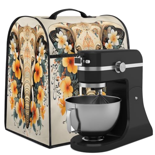 Coffee Maker Cover Flower Elephant Bohemia Kitchen Appliance Covers Small Appliance Covers Blender Cover Juicer Cover Dust Covers for Kitchen Appliances with Top Handle and Pockets,Washable,C884