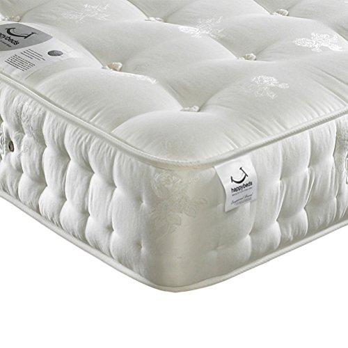 Orthopaedic 3000 Pocket Sprung, Happy Beds Signature Crystal Medium Firm Tension Mattress with Natural Fillings - 5ft UK King (150 x 200 cm)