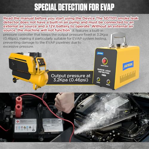 Image of Automotive Smoke Machine Leak Detector,Evap Vacuum Smoke Diagnostic Tester,Pipeline Fuel Leakage Detector Compatible with 12V Cars, Trucks, Motorcycle, ATV, Boats, Snowmobiles