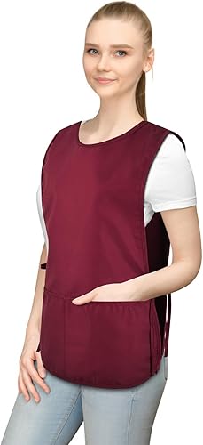 Miniatura 3 de TFTAFAN Delantal Cobbler Unisex Impermeable Delantal con 2 Bolsillos Profundos Art Smock para Pintar Limpieza Artiest Delantal Trabajo Cocina