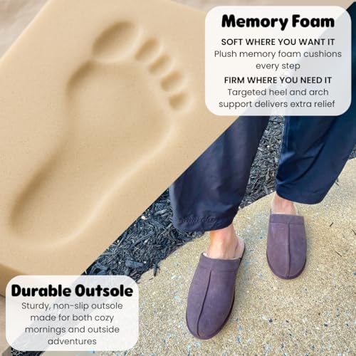 Image of Dearfoams Men's Bradford Genuine Suede House Shoe Scuff Slipper | Casual Slippers