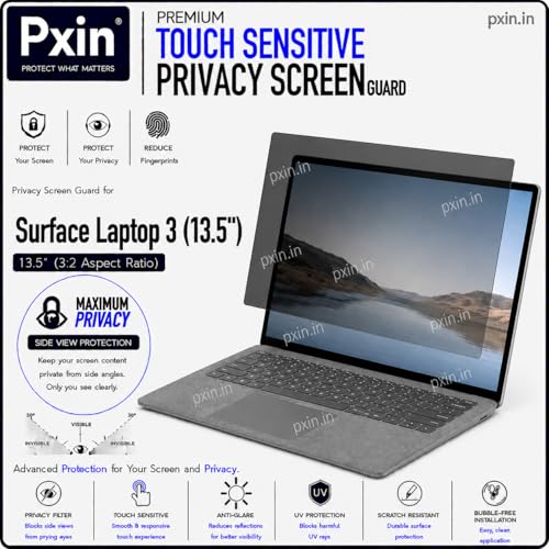 Image of Pxin Aura | Compatible with Microsoft Surface Laptop 3 | 13.5 Inch Touch Sensitive Privacy Screen | Anti Blue | Anti Glare | UltraThin for Hyper Touch | Anti UV | Privacy Filter