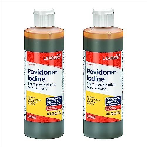 Leader Povidone Iodine 10% Prep Solution Usp, First Aid Antiseptic Wound Cleanser, Wound Wash, Antiseptic Soap (8 Fl Oz, Pack Of 2) #TOP26