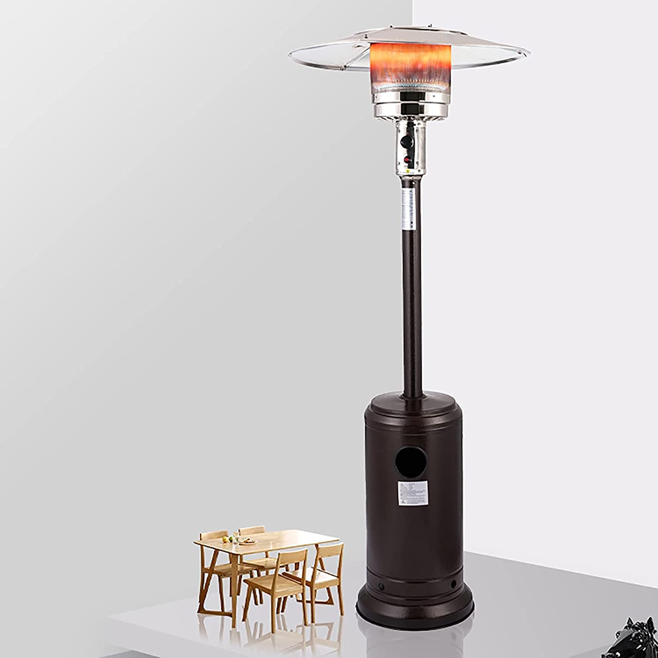 Riscaldatore da Terrazza Stufa a infrarossi Riscaldatore a propano Riscaldatore da esterno con ruote e protezione antifiamma e protezione dall'ipossia e protezione dallo scarico Uso commerciale come N