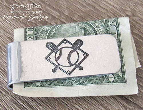 Baseball Money Clip, Various Metals, Customize with Wording on Bothsides4