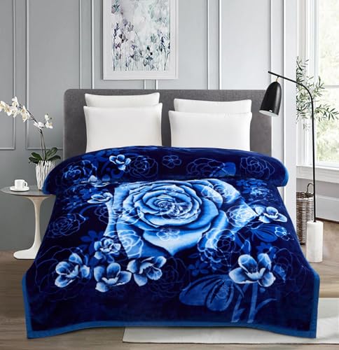 Luxury Fleece Blanket – Soft Plush Throw for Bed & Sofa, Large 2 Ply Warm Decorative Blanket – Cosy Home & Bedding (Rose Blue, 200 x 240 cm)