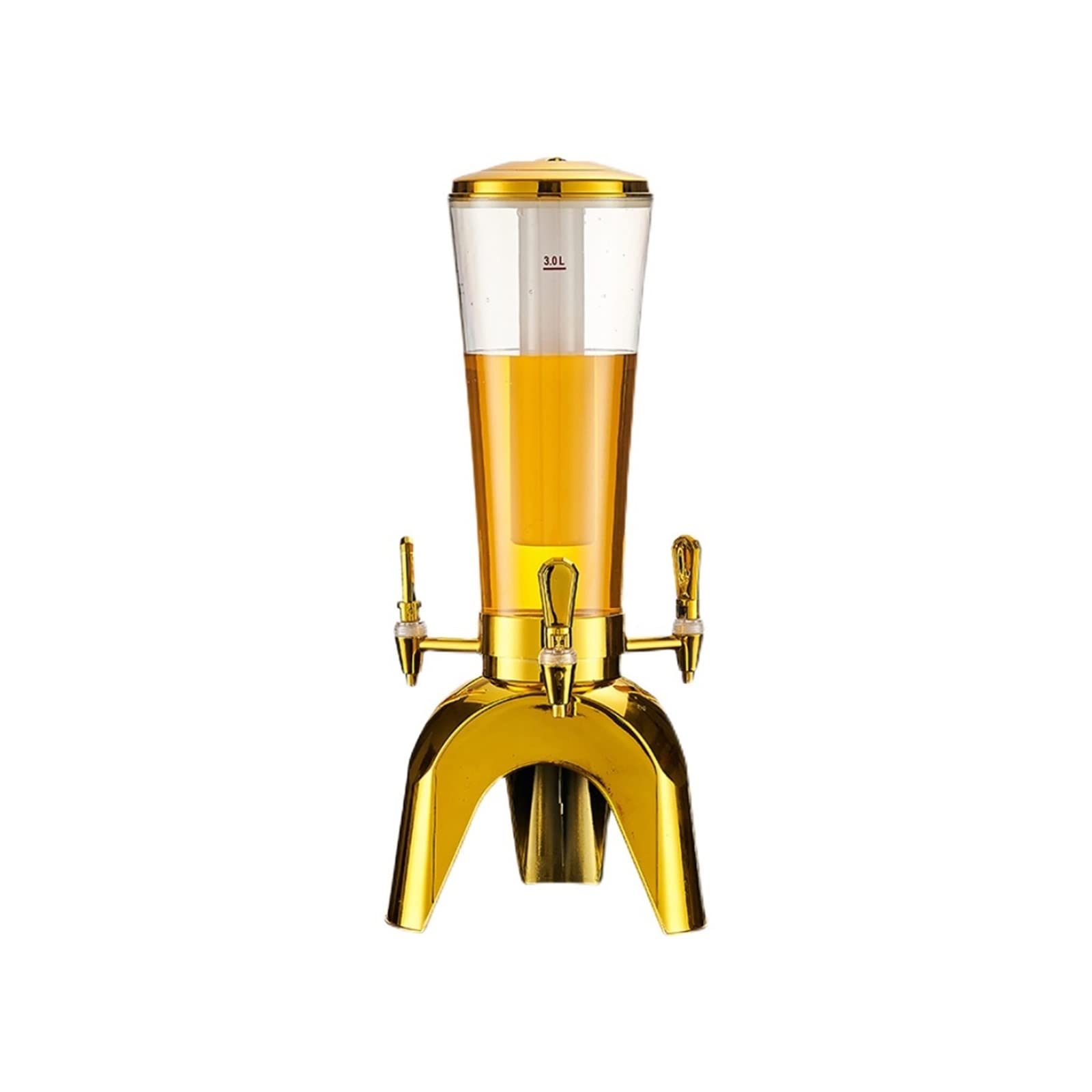 3L Beer Dispenser with Tap, Commercial Lighted Beer Keg Beer Tower with Removable Icicles for Home, Restaurant, Hotel, Beverage Dispenser (Gold)