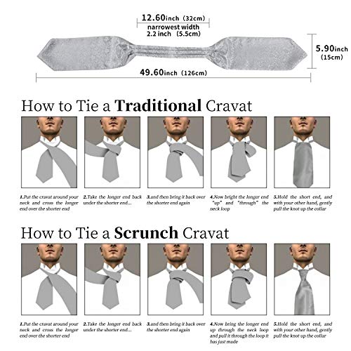 Set de corbata ascot de seda plateada para hombre miniatura 5