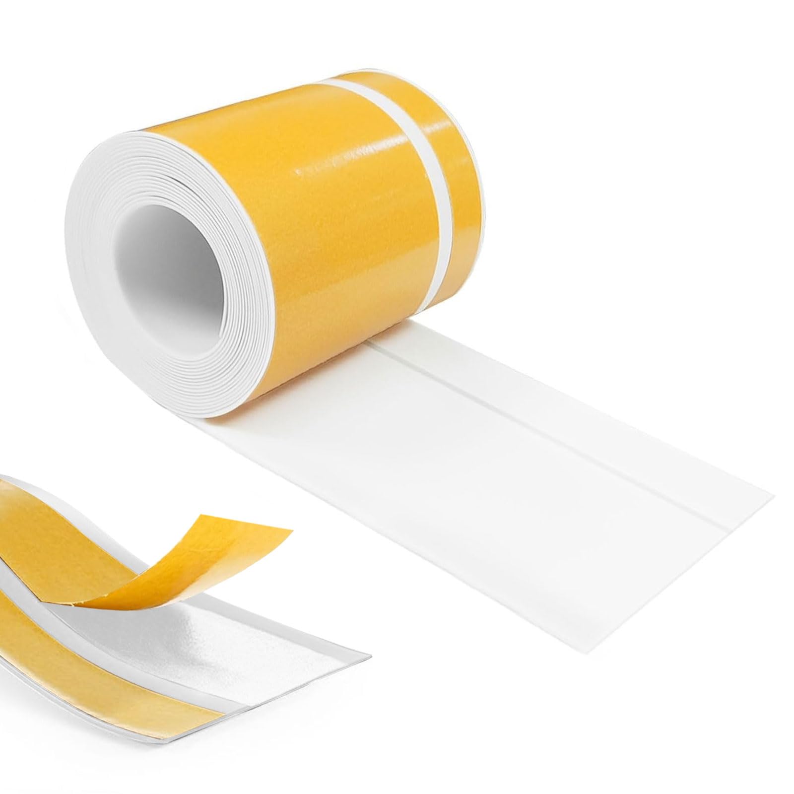 Hengrongshen Sockelleiste Selbstklebend, PVC Weichsockelleiste 70mm x 20mm x 12m, Flexible Leisten Selbstklebend Geeignet für Büros, Arbeitszimmer, Küchen, Badezimmer (Weiß)