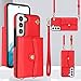 JYYVE for Samsung Galaxy S22 Plus Case 6.6 Inch, Crossbody Purse Wristlet Shoulder Strap Trendy Protective Cover for Galaxy S22 Plus (Red)