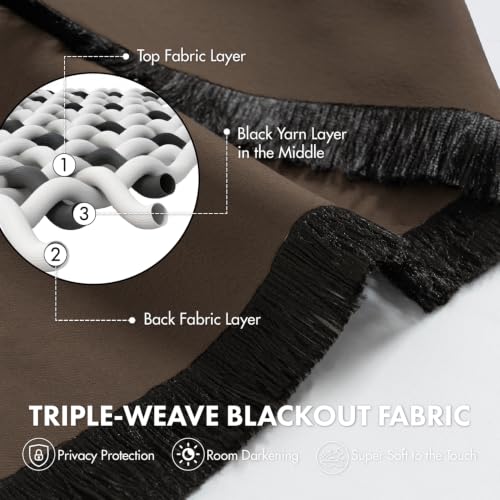 Image of MIULEE Chocolate Brown Blackout Bedroom Curtains 54 Inches Long 4 Panels | Solid Light Blocking Drapes, Room Thermal Insulation, Privacy Window Treatment Curtains,Top and Bottom Rod Pocket