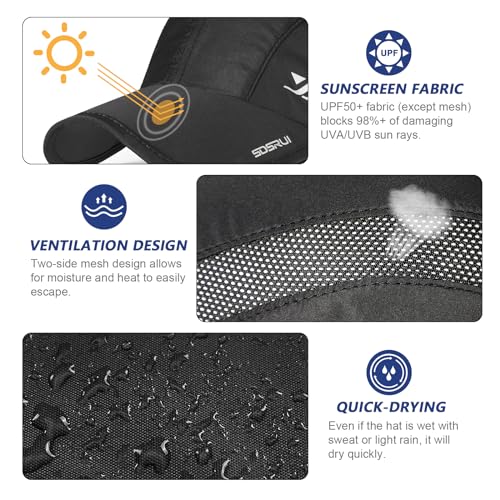 AYPOW 2-Pcs Gorra de Béisbol de Secado Rápido Transpirable, Hombres Mujeres Moda Ligera Plegable Sombreros de Sol para Deportes Al Aire Libre, Ajustable Gorro de Béisbol para Correr Senderismo, Unisex - imagen 3