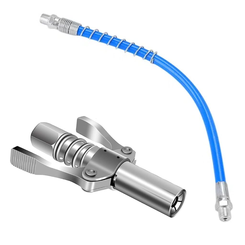 VELTRIX - Grease Gun Coupler Lock Nozzle with 30cm Flex Hose, Dual Handle Quick Release, 1/8” NPT, 10000 PSI High Pressure, Compatible with Manual Pneumatic & Electric Grease Guns-image-46