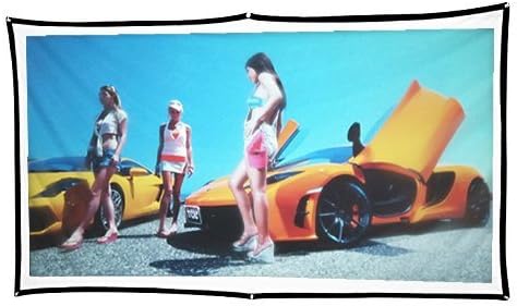 100" Inches 16:9 Simple Portable Projector Screen Polyester Outdoor Indoor Foldable Wall Mounted Projection Screen For Home Cinema Camping Theater w Peel-and-Stick Hooks