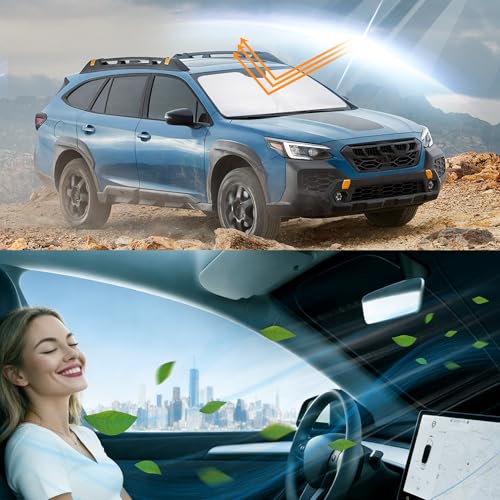 Image of Windshield Sun Shade for 2020-2025 Outback SUV Base Premium Limited Touring | Foldable, Full covered for windshield, Block UV Rays, Heat Reduction, Easy to install, Keeps Car Cooler
