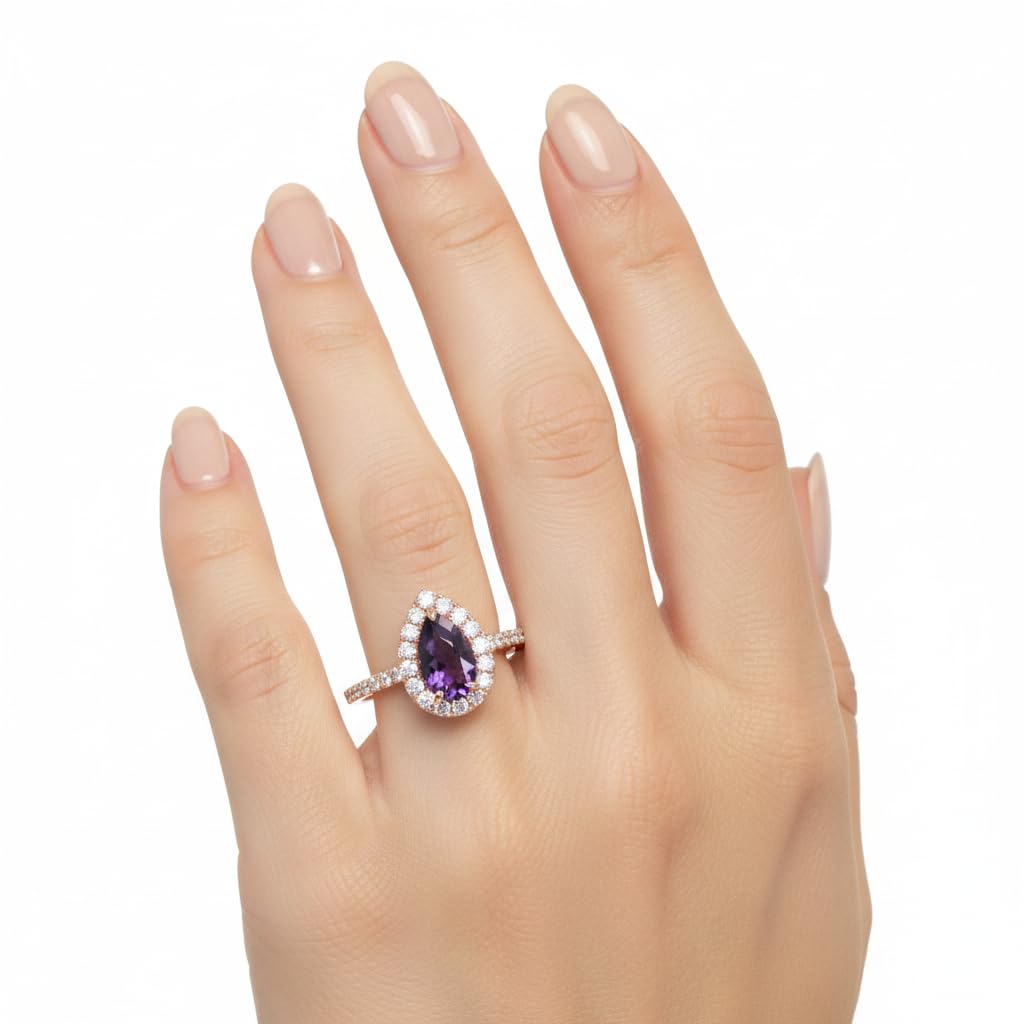 Scegli la Tua Pietra preziosa Anello in Oro Rosa a Forma di Pera Halo Letest Design Fidanzamento di Nozze Gioielli Fatti a Mano e alla Moda