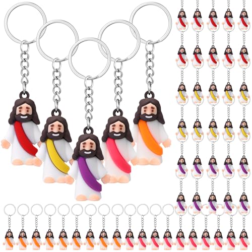 Sumind 48 Little Jesus Keychains,Bright Color,White Skin Classic