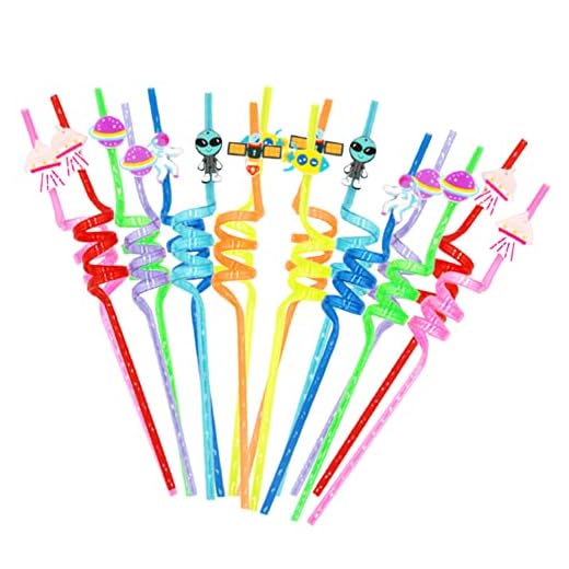 16PCS Pajitas Reutilizables,Pajitas Rizadas para Niños,Vistoso de Pajitas,Fiesta Pajitas,Suministros de Fiesta de cumpleaños