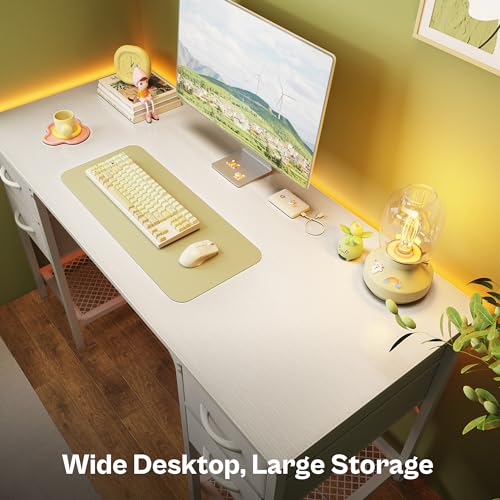 image for Huuger 47 Inch Computer Desk with 4 Drawers, Office Desk with Mesh She