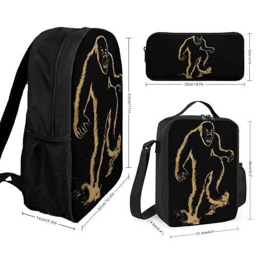 Bigfoot Sasquatch Golden Large Travel Backpacks Carry on Backpack Weekender Bag with 2 Storage Pockets for Men And Women2