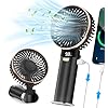 Portable Handheld Fan, 4 in 1 5200mAh USB Rechargeable Foldable Personal Hand Held Fan with Metal Handle, Power Bank, LED Display, 6 Speeds for Travel/Summer/Concerts/Lash, Gifts for Men Women