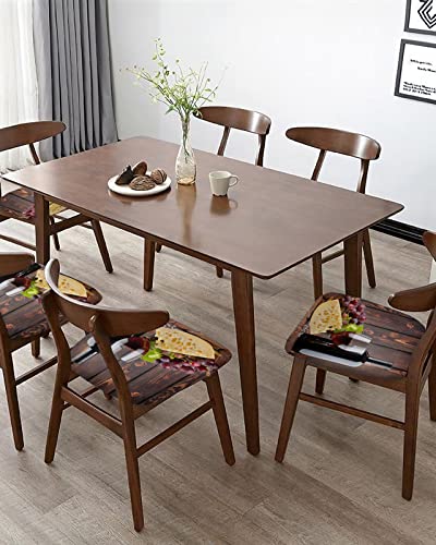 Dining Chair Seat Cover Set Of 4, Stretch Fitted Chairs Protector Covers Farmhouse Red Wine Grape And Cheese Seat Cushion Slipcover For Kitchen, Hotel, Restaurant Retro Wood Plank #TOP4