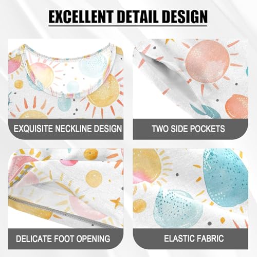 ALAZA Watercolor Sun Polka Dot Pajamas Set Short Sleeve Cotton Sleepwear Summer Pjs 2 Piece 5-14Y4